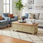 Mango Wood Indian Boho Blanket Chest For Storage