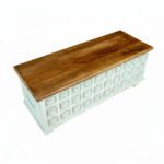 Mango Wood Blanket Chest With Floral Pattern Carving - Image 8