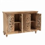 Wooden Four Door Sideboard With Floral Carving - Image 7