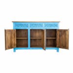 Mango Wood Indian Blue Sideboard With Mandala Carving - Image 7