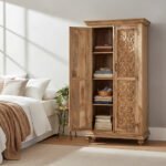 Mango Wood Hand-Carved Tall Storage Cabinet For Modern Home - Image 7