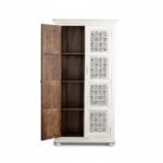 Mango Wood Hand-Carved Tall Storage Cabinet With White Finish - Image 9