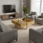 Mango Wood Chakki Coffee Table With Brass Detailing - Image 2