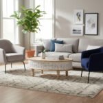 Mango Wood Centerpiece Oval Coffee Table With Lattice Carving - Image 2