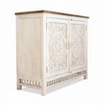 Mango Wood Carved Cabinet Sideboard For Storage - Image 8