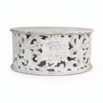 Mango Wood Center Coffee Table With Floral Carving - Image 6