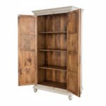Mango Wood Hand-Carved Tall Storage Cabinet With Grey Finish - Image 6