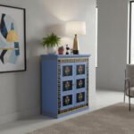 Mango Wood Painted Bedside Cabinet For Home Decor - Image 4
