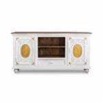 Mango Wood Hand-Carved Media Console With Brass Detailing - Image 6