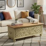 Mango Wood Indian Boho Blanket Chest For Storage - Image 2