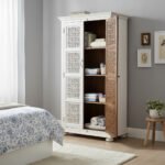 Mango Wood Hand-Carved Tall Storage Cabinet With White Finish - Image 6