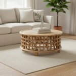 Mango Wood Center Coffee Table With Natural Finish - Image 4