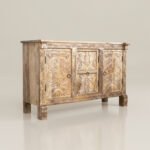 Mango Wood Hand-Carved Sideboard With Natural Finish - Image 9