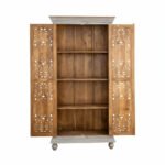 Mango Wood Hand-Carved Tall Storage Cabinet With Grey Finish - Image 16
