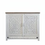Mango Wood Carved Cabinet Sideboard For Storage - Image 7