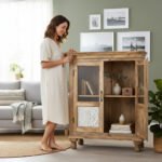 Mango Wood One Shelf Display Cabinet For Living Area - Image 5