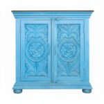 Mango Wood Blue Boho Cabinet For Storage Solution - Image 7
