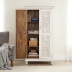 Mango Wood Hand-Carved Tall Storage Cabinet With White Finish - Image 6