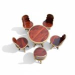 Mango Wood Dark Brown Coffee Table Set With Brass Detailing - Image 12