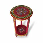 Mango Wood Hand-Painted Sofa Side Boho Accent Table For Living Room Decor - Image 6