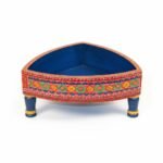 Mango Wood Hand-Painted Triangular Chakki Table - Image 10