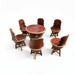 Mango Wood Dark Brown Coffee Table Set With Brass Detailing - Image 13