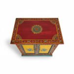 Hand-Painted Mango Wood Indian Bedside Cabinet For Bedroom Storage - Image 25