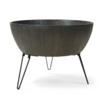 Mango Wood Charcoal Finish Drum Coffee Table With Metal Stand - Image 9