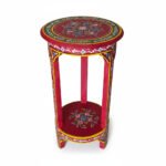 Mango Wood Hand-Painted Sofa Side Boho Accent Table For Living Room Decor - Image 4