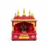 Mango Wood Hand-Painted Indian Pooja Temple For Daily Worship And Religious Decor