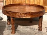 Mango Wood Hand-Carved Chakki Coffee Table For Living Room - Image 7