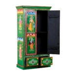 Radha Krishna Wooden Handpainted Cupboard Almirah - Image 5