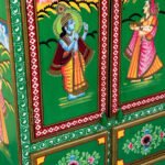 Radha Krishna Wooden Handpainted Cupboard Almirah - Image 6