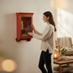 Mango Wood Space Saving Display Cabinet With Key Hanging Hooks - Image 5