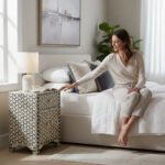 Mango Wood Bone Inlay Bedside Table For Living Area Decor - Image 9