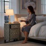 Mango Wood Bone Inlay Bedside Table For Living Area Decor - Image 7