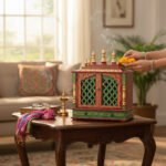 Mango Wood Hand-Painted Indian Pooja Temple For Wall