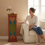 Hand-Painted Mango Wood Bedroom Storage Cabinet – Boho Accent Cupboard for Clothes, Linens & Home Decor - Image 19
