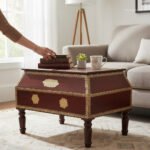 Mango Wood Storage Side Table With Brass Detailing - Image 3