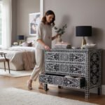 Bone Inlay 3 Drawer Dresser Cabinet For Hallway Decor - Image 8