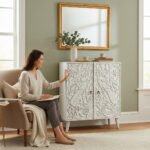 Mango Wood One Shelf Console Cabinet For Storage - Image 2