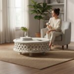 Boho Carved Low-Height Coffee Table – Elegant Centerpiece for Modern Living Rooms - Image 2