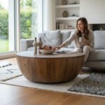 Mango Wood Indian Boho Drum Coffee Table With Natural Finish