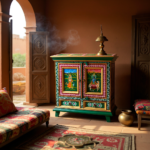 Hand-Painted Mango Wood Bedside Cabinet For Bedroom Storage - Image 12