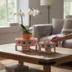 Mango Wood Hand-Painted Indian Boho Chakki Coffee Table - Image 3