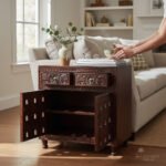 Mango Wood Hand-Carved Sideboard Cabinet With Brass Bells - Image 7
