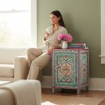 Mango Wood Hand-Painted Bedside Table For Living Room - Image 6