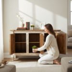 Mango Wood Hand-Carved Sideboard With White Finish - Image 6
