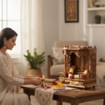Teak Wood Hand-Carved Indian Pooja Temple For Daily Worship - Image 5