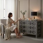 Bone Inlay 3 Drawer Dresser Cabinet For Hallway Decor - Image 7